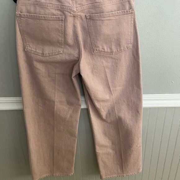 Theory Wide Crop Jeans In Dyed Denim Blush Pink Size 28 - Picture 12 of 13